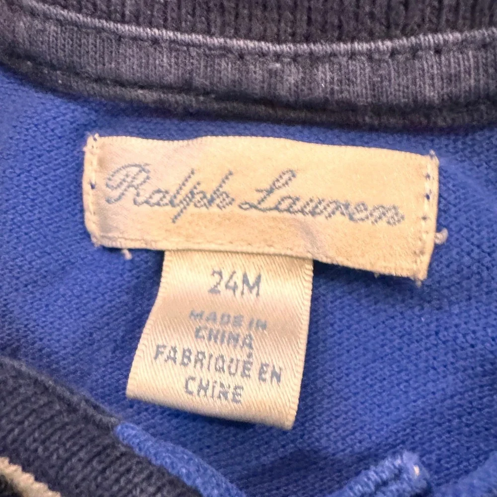 Ralph Lauren Pony Kids Royal Blue Polo Shirt Short‎ Sleeve Crest Logo Size 2T